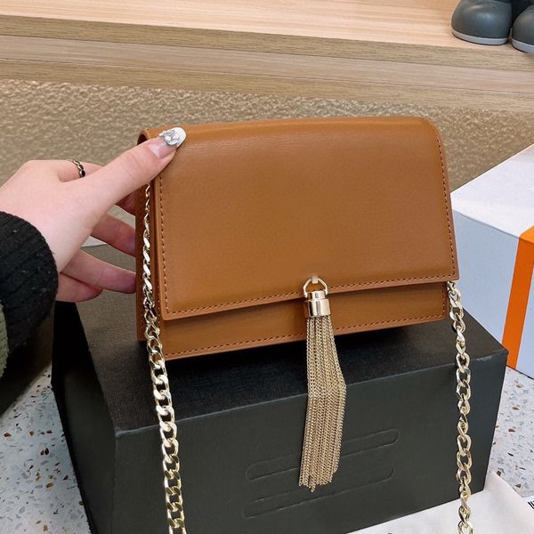

5a designer bag luxury tassel decoration women crossbody purse solid color chain flap handbags