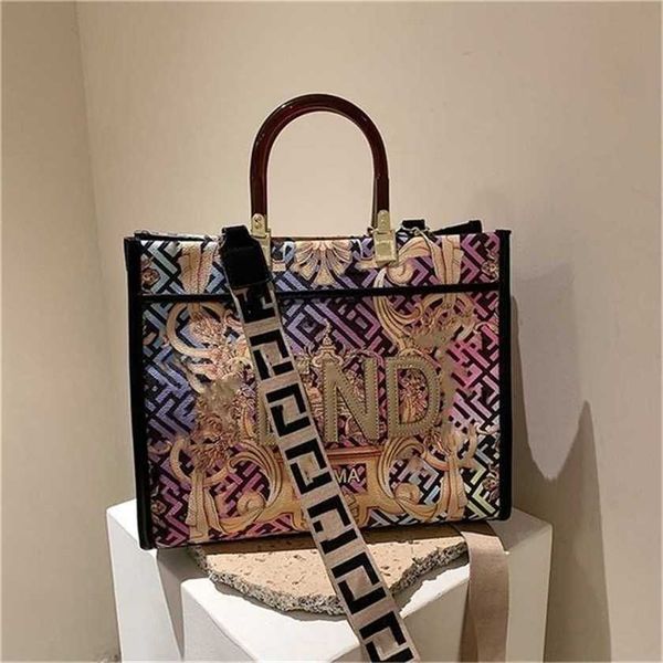 

32% off handbag 2023 new bag hand large graffiti color painting printing