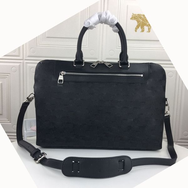 

7a quality designer fashion luxury single zipper briefcase men shoulderbag women wallet men's and women's black leather plaid bag