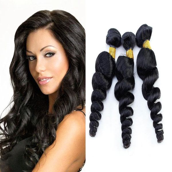

9a brazilian remy hair bundles loose wave 1 bundle #1b natural black