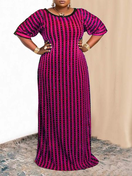 

casual dresses autumn summer striped maxi for women bohemian sundress half sleeve evening party dress vestidos robe 230209, Black;gray