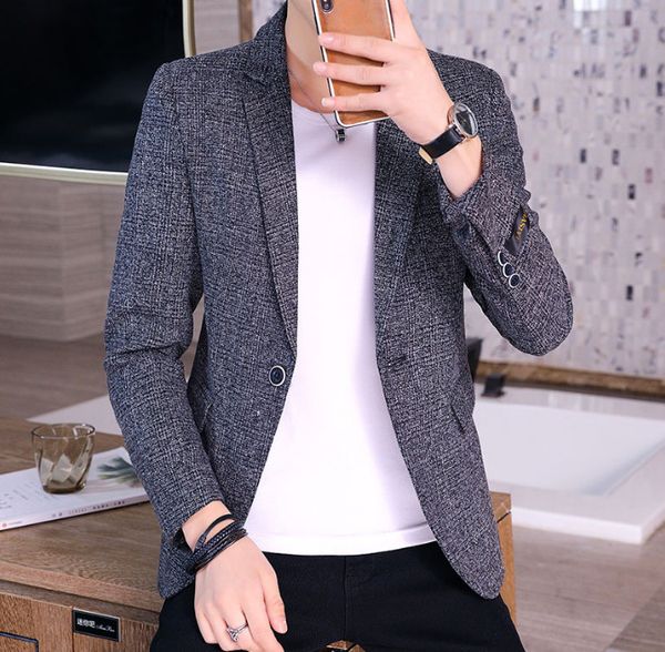 

mens suits blazers spring and autumn style youth simple small casual single buckle 230209, White;black