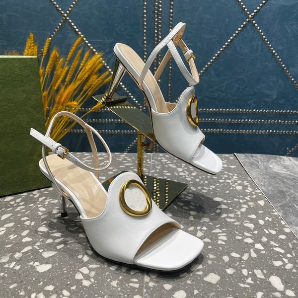 

fashion sandals round buckle sheepskin cashmere european style shoe ankle wristband metal cone heel women shoes 35-42 10cm high heeled dhgat, Black