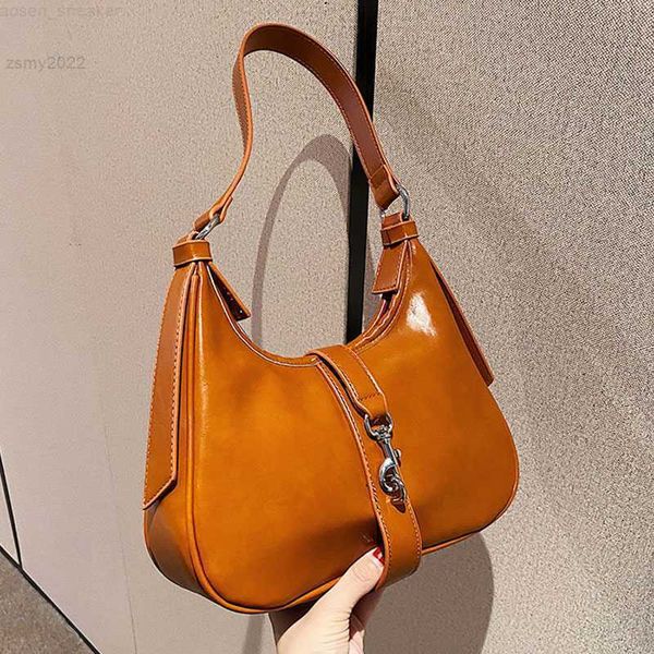 

vintage solid pu leather shoulder half moon bags for women 2022 small women's designer zipper handbag trend female armpit bag