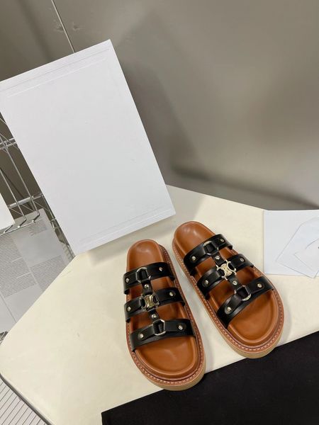 

spring/summer 2023 slippers new triumphal arch vintage roman leather, Black