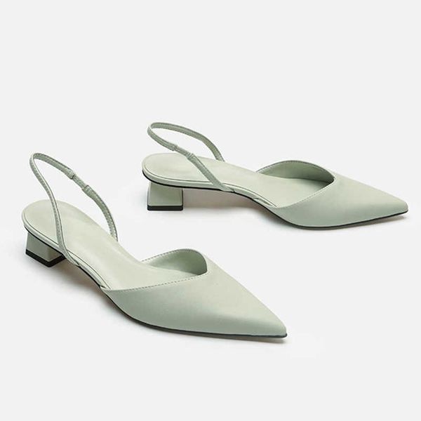 

sandals fashion sandals women pointed simple pumps new banquet dress shoes square heel mature green single shoes size 43 chaussure femme t23, Black