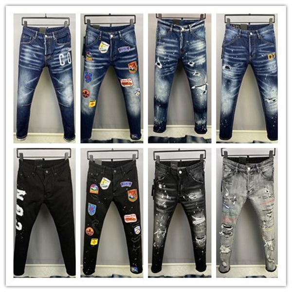 

new men's jeans fashion d2 dsq icon gg brand european italy men's slim d2 jeans pants mens denim trousers zipper blue hole pencil