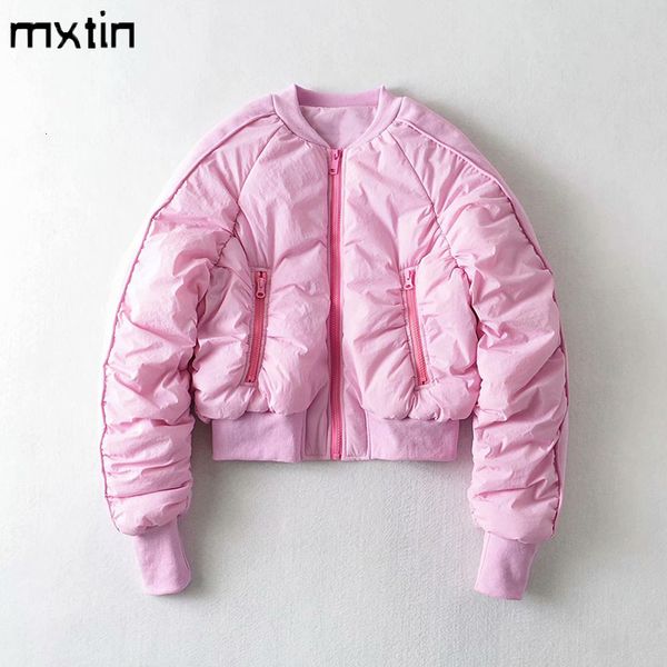 

women s leather faux mxtin women winter vintage solid cotton pockets jackets fashion o neck long sleeve warm parkas female outerwear mujer, Black