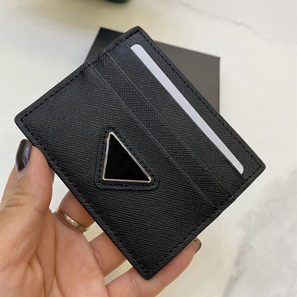 

designer wallet short wallets card holder woman mens mini purses purse cards holders handbags black triangle genuine leather 2023, Brown;gray