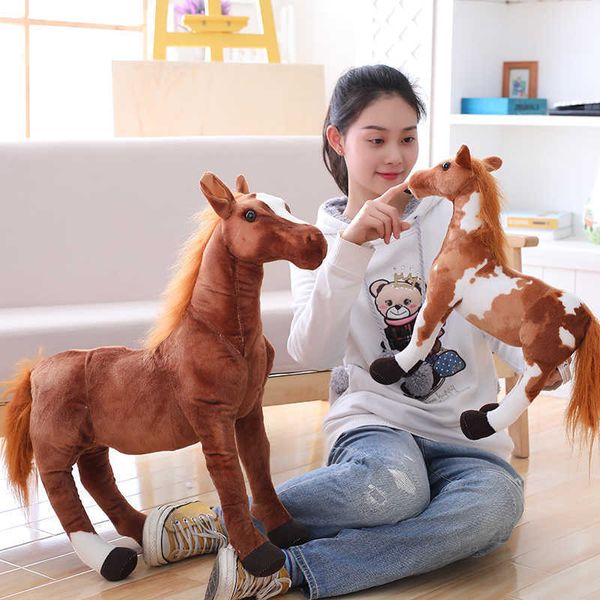

Stuffed Plush Animals lifelike Horse 4 Styles Kids Birthday Gift Horseplay Decor High Quality Toy, White dark brown