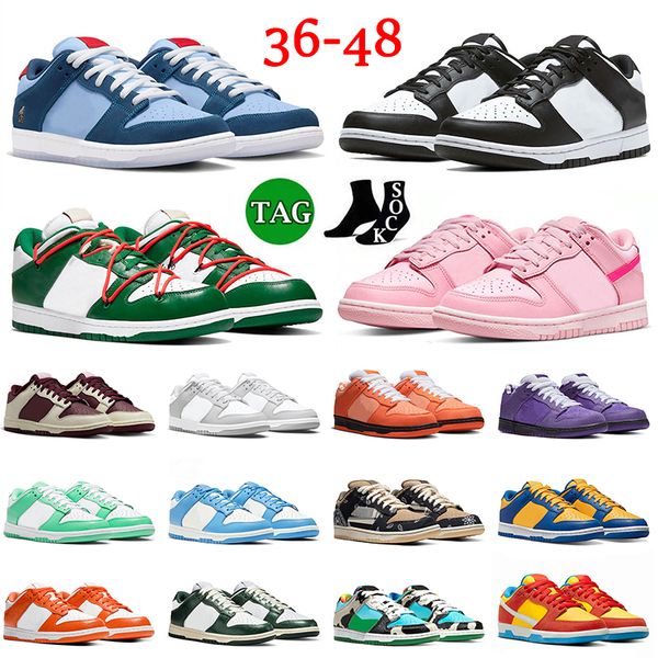 

panda low basketball shoes size 36-48 for men women why so sad ow futura green triple pink valentine day grey fog lobster orange purple unc