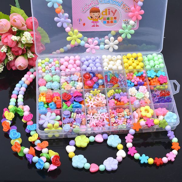 

jewelry 24 grid diy handmade beads toys for children with accessory set girl weaving bracelet making creative gift 230208, Red;brown