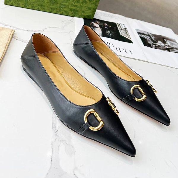 

dress shoes flat bottomed toe wrap pointed boat shoes black beach metal buckle luxury designer spring and summer party shoe size 35-41 with