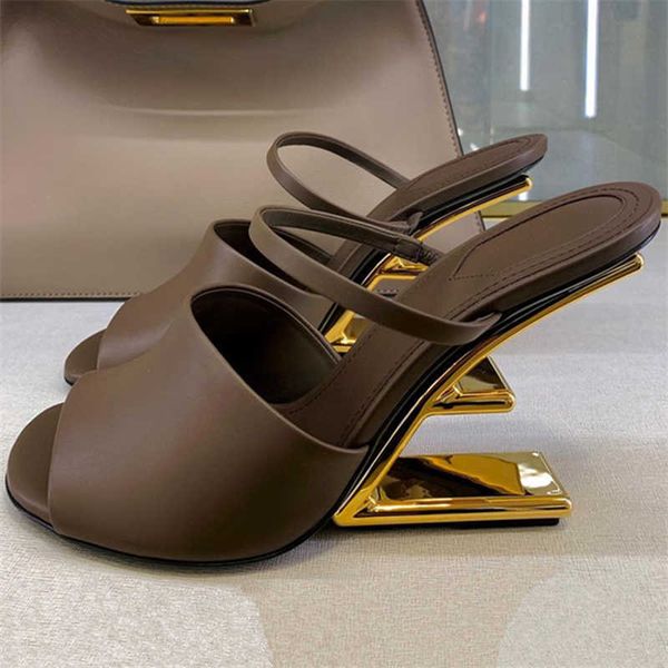 

sandals letter strange heel women slippers peep toe slingbacks gladiator sandals women pumps summer mules high heel dress shoes t230208, Black