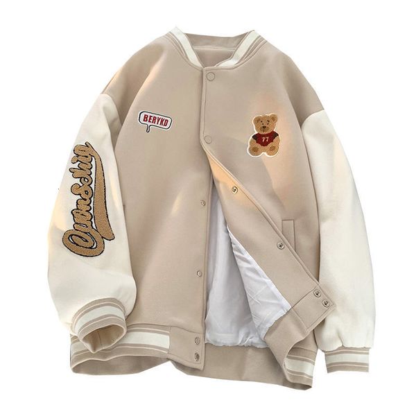 

women's jackets bear embroidered baseball jacket women's y2k spring and autumn hip-hop college wind jacket men and women casual ja, Black;brown