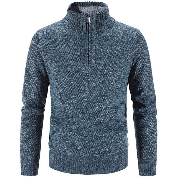 

men's sweaters autumn winter thick knitted sweater men pullovers solid color zipper mock neck slim fit knit pullovers men causal sweate, White;black