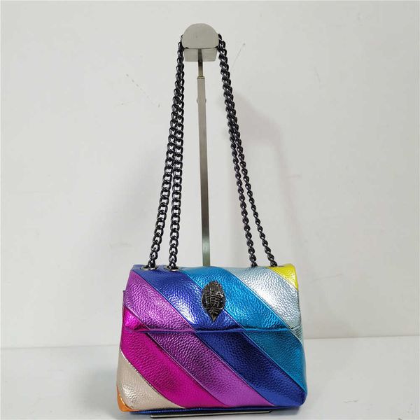

mini rainbow metal icon women handbag portable convenient jointing colorful patchwork shoulder bag cross body 230209