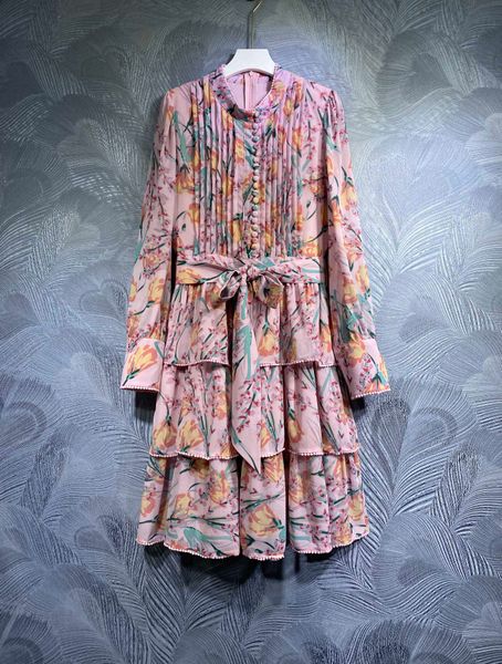 

spring new dress for woman fashion standing neck print long sleeve, Black;gray