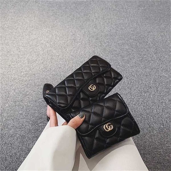 

26% off handbag 2023 new bag female european and small fragrance lingge handbag folding long wallet zero wallet, Red;black