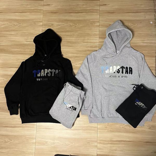 

mens hoodies sweatshirts tracksuit men trap towel star embroidery pullovers fleece casual hoodie set hoody hombre chandal 230209, Black