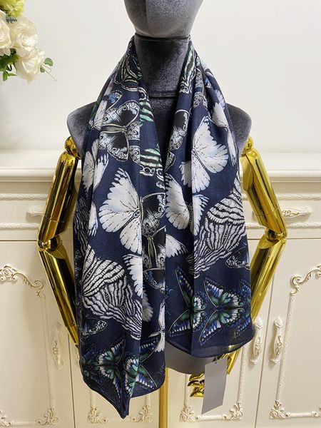 

women's square scarf scarves shawl silk cashmere material print butterfly pattern size 130cm - 130cm, Blue;gray