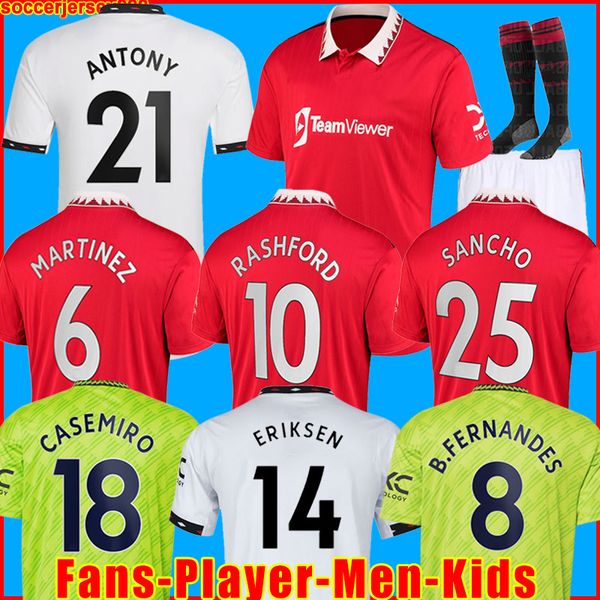 

men's t-shirts antony sancho rashford soccer jerseys 22 23 b. fernandes 2022 2023 player version mans utd casemiro shaw martinez manche, White;black