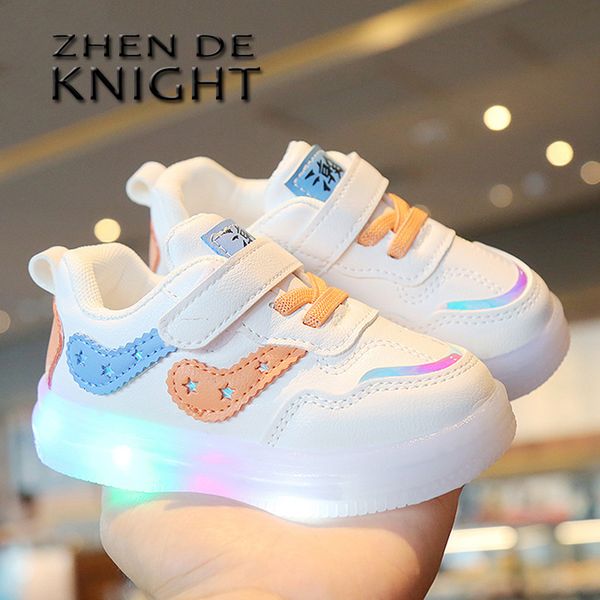 

sneakers size 15 25 baby led shoes for boys soft bottom with led lights glowing tenis girls luminous toddler kids 230209, Black;red