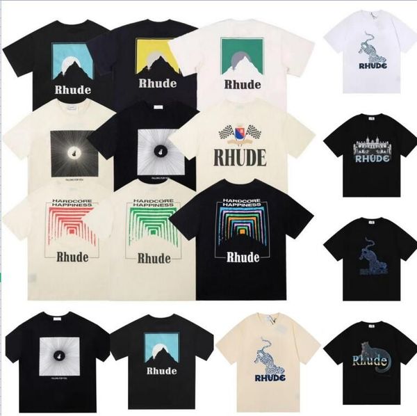 

men's t shirts tshirts america tide brand rhude printed t shirt men women washed do old round neck treetwear tshirts spring summer high, White;black