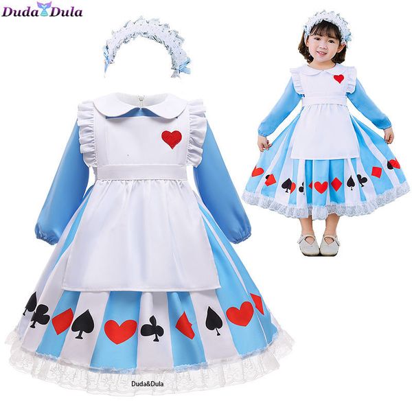 

special occasions halloween kids girls anime alice birthday party dress child sissy maid lolita cosplay costume princess clothes 230208, Blue