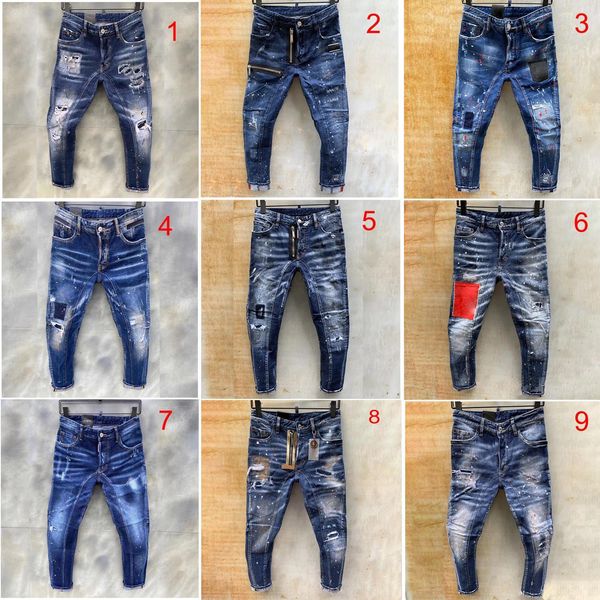 

dsquare jeans d2 mens jeans blue hole ripped pants fashion italy style skinny denim pants biker motorcycle rock revival jean 9 style z drl