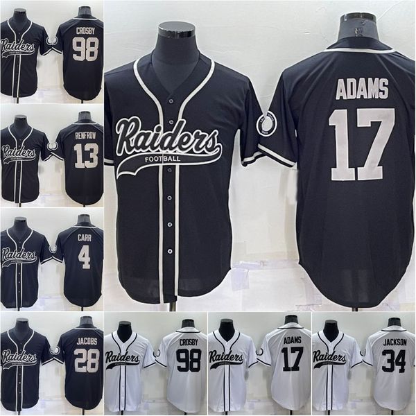

98 maxx crosby rugby baseball joint jersey bo jackson josh jacobs hunter renfrow darren waller derek carr davante adams jersey, Blue;black