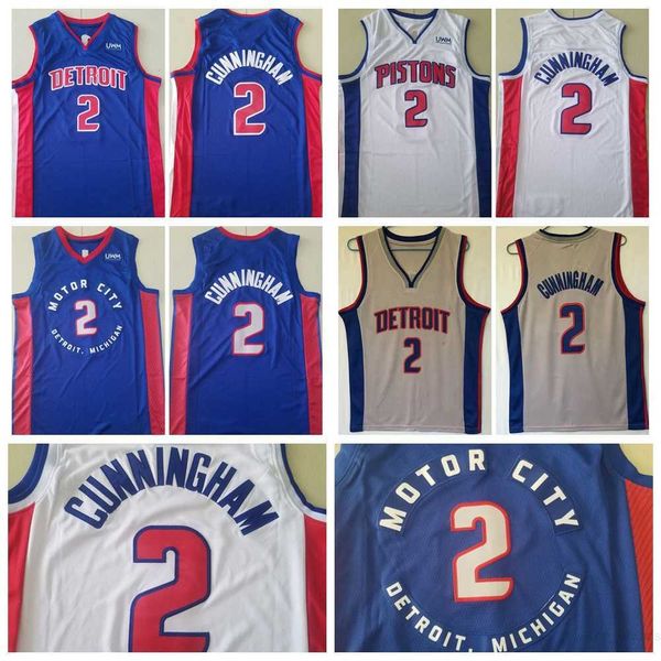 

man basketball 2 cade cunningham jersey blue white gray sport fans uniform shirt team draft pick stitched with uwm patch sponor, Black;red