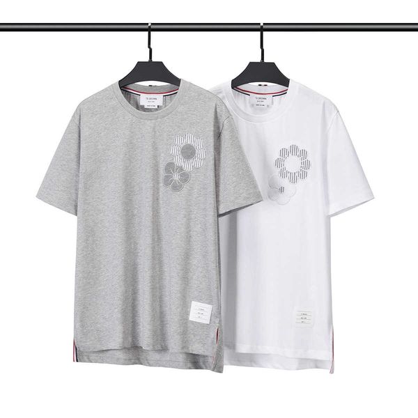 

t-shirts tom tee brown short sleeve round neck 23ss stripe leisure casual fashion designer classic polo shirt tb browin2022 summer new men&#, White;black