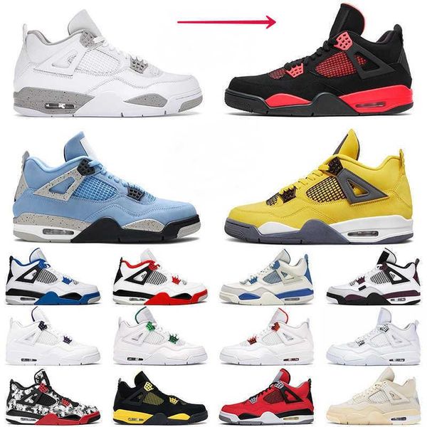 

2022 jumpman 4 retro basketball shoes bred 4s unc black cat red thunder royalty university blue white oreo unc purple metallic mocha men che
