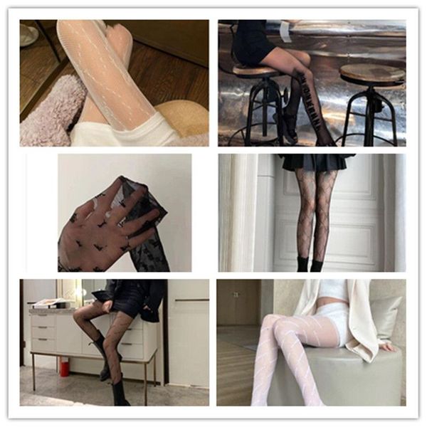 

b pairs tights women's swimwear show star with thin letter stockings flocking pantyhose black silk antiskid, White;black