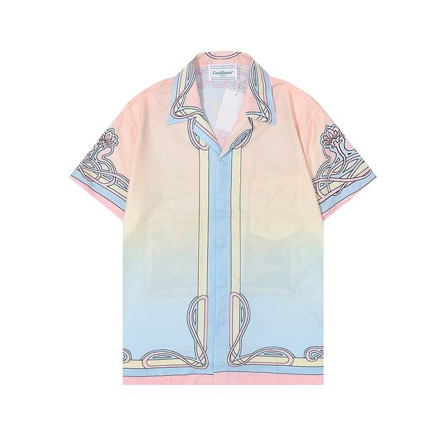 

22ss luxury designer shirts men's fashion casablanca letter v silk bowling tshirt casual men slim fit short sleeve dress size dhy7, White;black