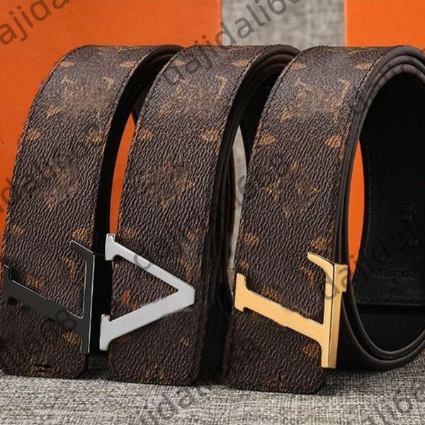 

men designers belts classic fashion printed belt man casual letter smooth buckle womens leather belt width 3.8cm jeans strap chastity belt, Black;brown