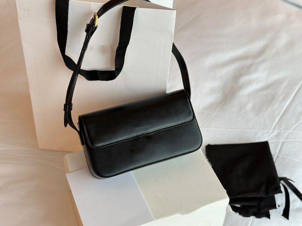 

shoulder subaxillary bag cowhide teen triomphe cuir handbag gold button flap crossbody with gift box.