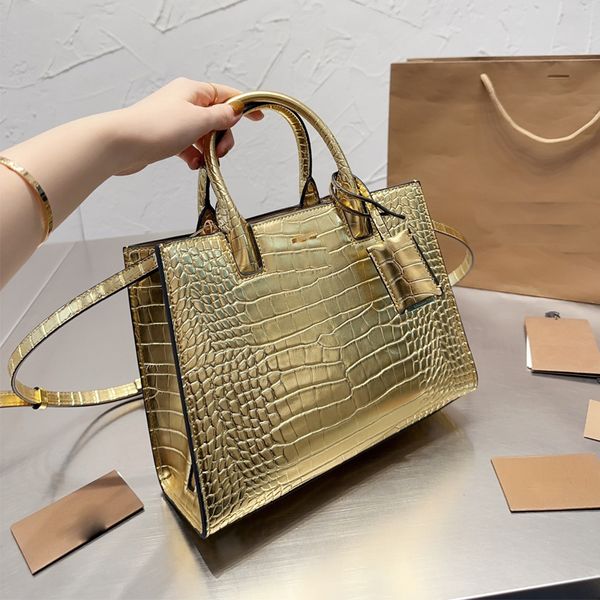 

grainy leather totes bag alligator handbag large capacity shopping bags fashion letter multiple pockets detachable adjustable shoulder strap
