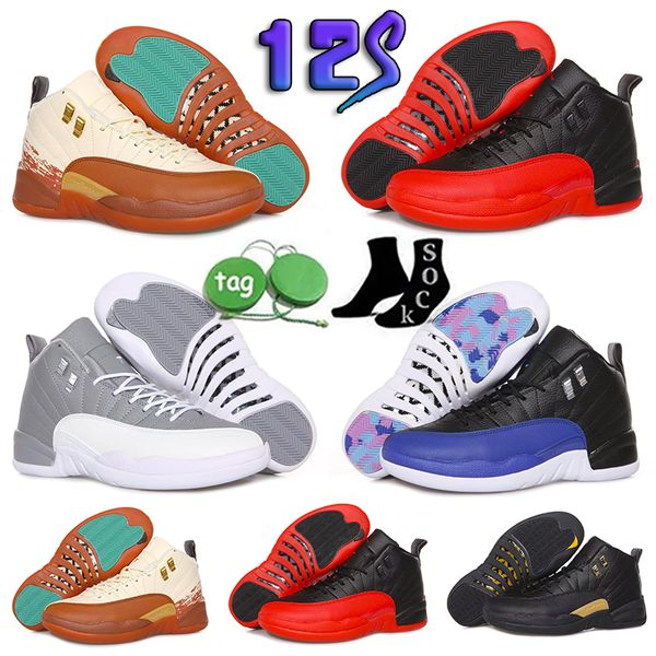 

basketball shoes playoff trainer sneakers utility grind twist gold indigo flu game dark concord royalty ovo white jumpman 12 12s mens high t