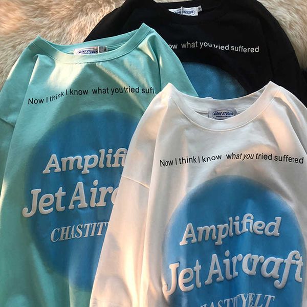 

women's t-shirt short sleeve t-shirt female letter foam printing y2302, White