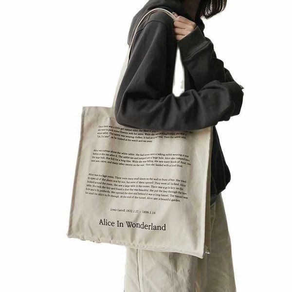 

women canvas bag thick cotton students tote bag warm sentences large capacity bags