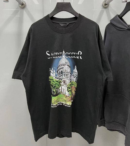 

summer mens designer t shirt casual man womens tees with letters print paris castle short sleeves sell luxury men hip hop clothes european s, White;black