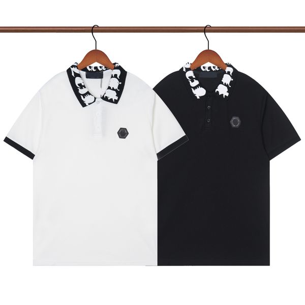 

2023spring luxury italy men t-shirt designer polo shirts high street embroidery small horse crocodile printing clothing mens brand polo shir, Black;brown