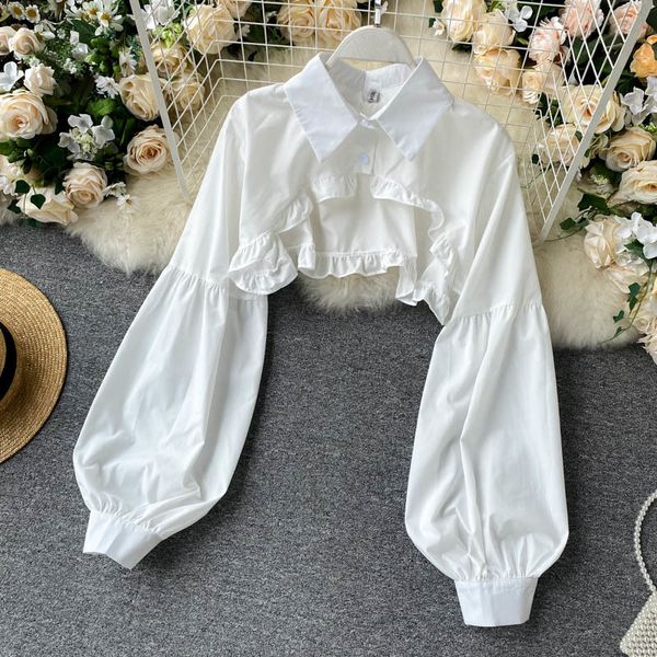 

women s blouses shirt long sleeve short capes woman white 230208