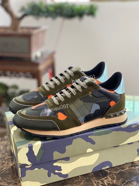 

2023 men luxury designer shoes sneakers in camouflage mesh fabric rubber stud mens trainers jogging walking size38-46 xg210705, Black