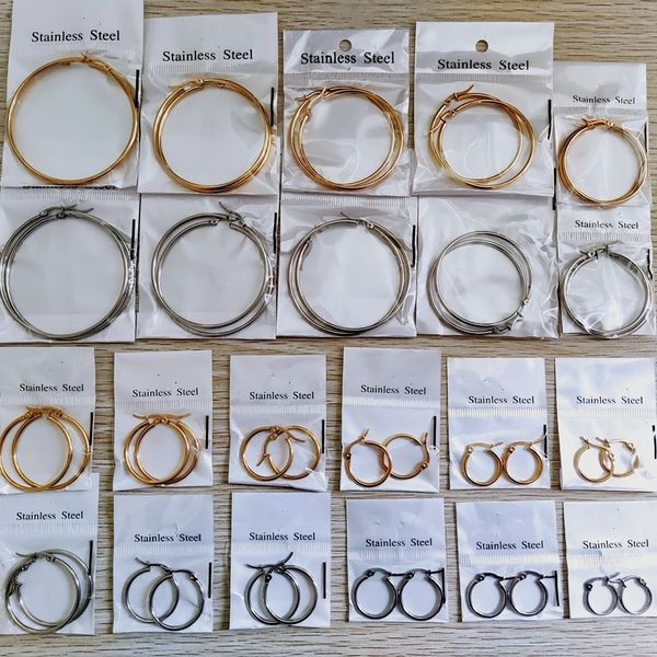 

hoop huggie 22pairs silver gold plate circle hoop earrings for women stainless steel wedding jewelry party gift sizes assorted 6cm-1.5cm 230, Golden;silver