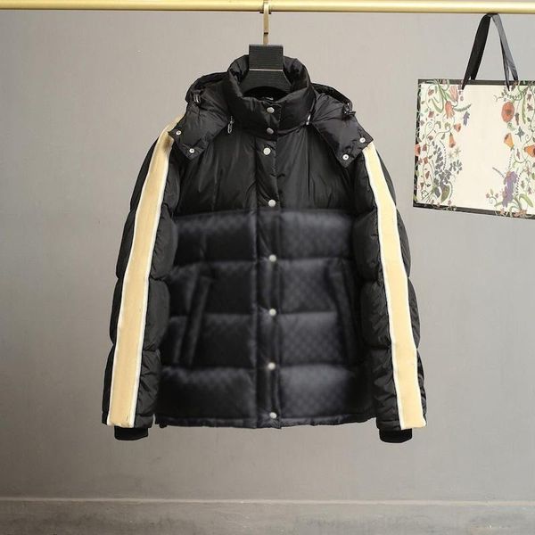 

down parkas men's classic down jacket winter overcoat r parker ladies letter flower jackets luxury streetwear men high brci, Black