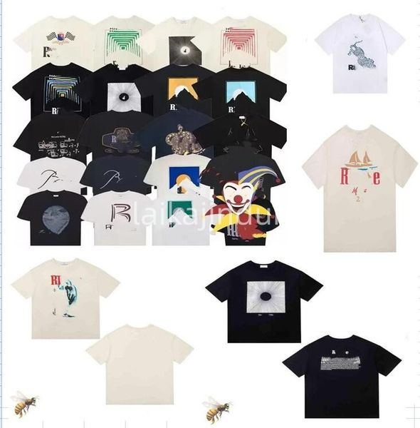 

summer mens t-shirts womens rhudes designers for men letter polos embroidery tshirts clothing short sleeved tshirt large tees, White;black