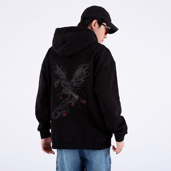 

men s hoodies sweatshirts phoenix embroidery men sukajan japan harajuku sweatshirt tracksuit hiphop oversize sportswear spring autumn 230208, Black